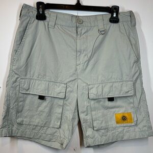Forever 21 Men's Light Gray Cargo Shorts with Patch Detail